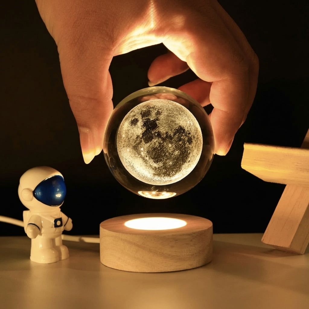 Lámpara Esfera Cristal 3D Luna