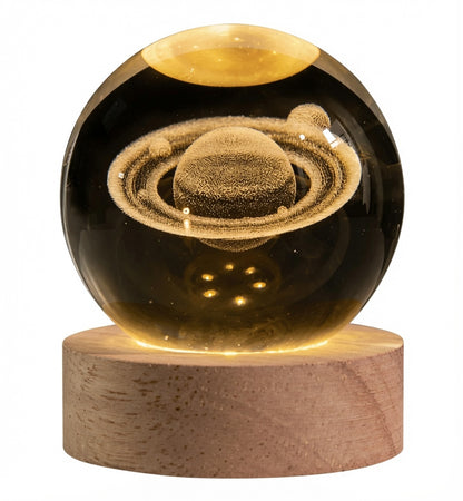 Lámpara Esfera Cristal 3D Saturno
