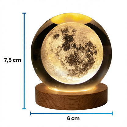 Lámpara Esfera Cristal 3D Luna