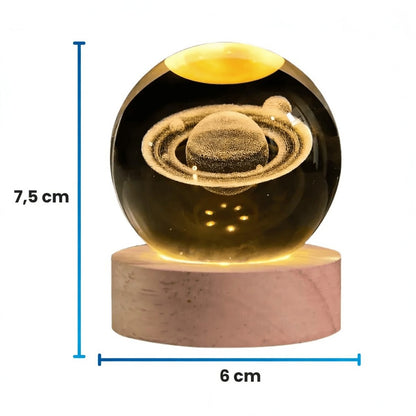 Lámpara Esfera Cristal 3D Saturno